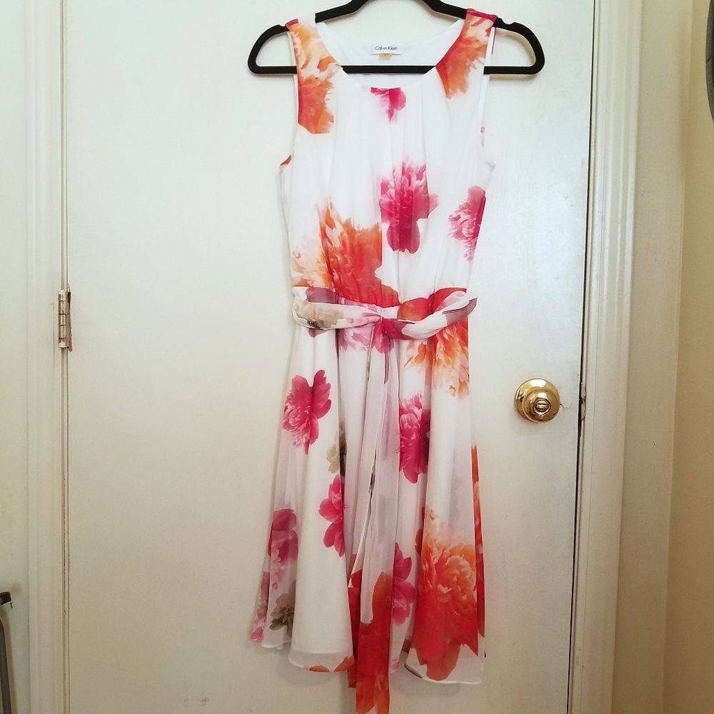 Calvin Klein white floral dress